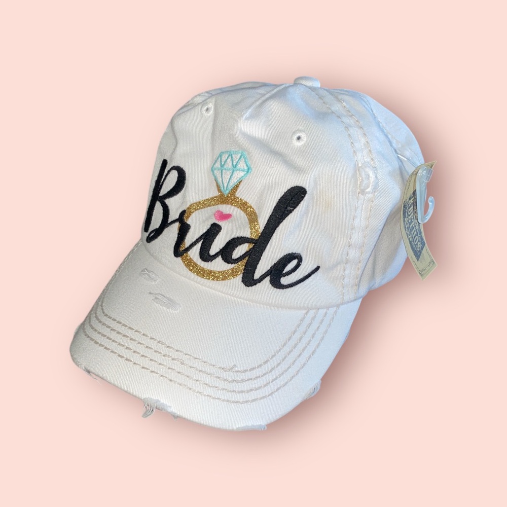 Kbethos Bride white distressed Hat NWT gift for bride to be